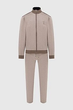 Костюм спортивный мужской из шёлка и хлопка бежевый