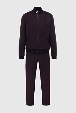 Men's sports suit made of silk and cotton, burgundy