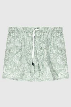 Green polyester beach shorts for men