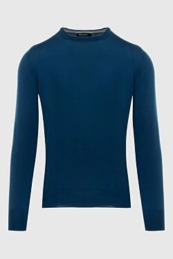 Cashmere and silk jumper blue for men