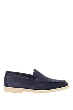 Blue suede loafers for men