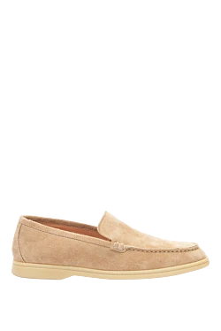 Beige suede loafers for men