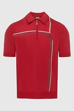 Red cotton and silk polo for men