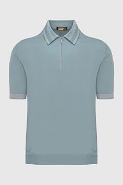 Polo from cotton and silk gray for men