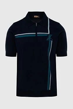 Blue cotton and silk polo shirt for men