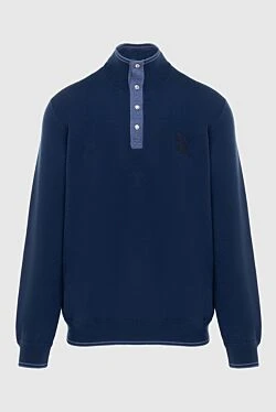 Cashmere and silk blue men's tee