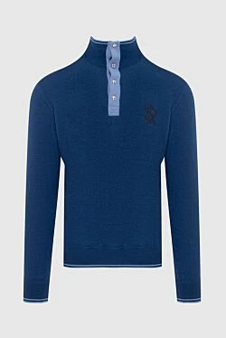 Cashmere and silk blue men's tee