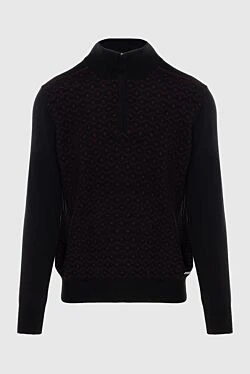 Black cashmere and silk tee for men