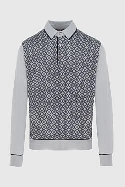Поло с длинным рукавом в серо-черной гамме с орнаментом