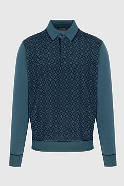 Трикотажное поло из шелка и кашемира с длинным рукавом и контрастным ромбовидным узором