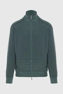 Кардиган мужской из кашемира и шелка зеленый