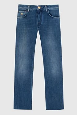 Чоловічі джинси із синього деніму з великою вишивкою