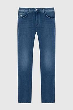 Чоловічі джинси синього кольору з акцентною вишивкою орла.