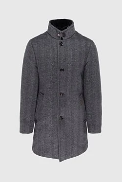 Gray wool and cashmere coat for men