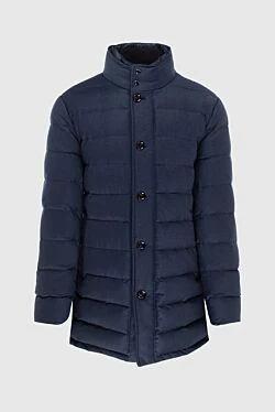 Down jacket men's wool and cashmere blue