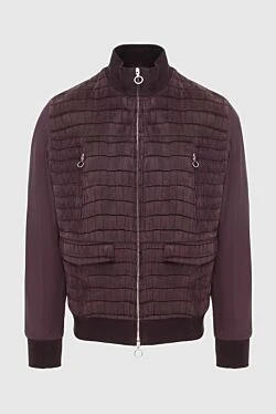 Polyester and crocodile leather jacket burgundy for men