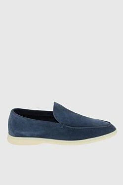Blue suede loafers for men