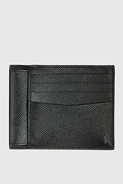 Black genuine leather business card holder for men