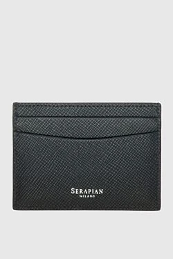 Blue genuine leather business card holder for men