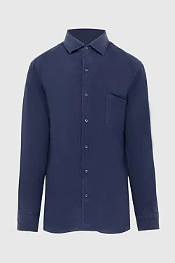 Рубашка із льону синя чоловіча
