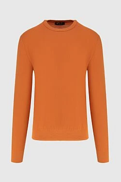 Orange cotton and silk jumper for men