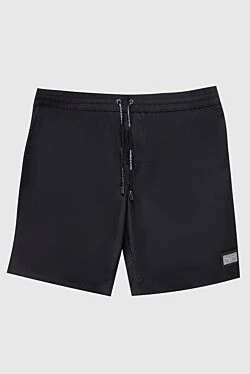 Black polyester beach shorts for men