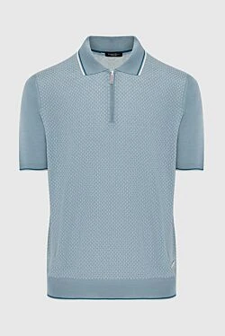 Поло из шелка голубое мужское