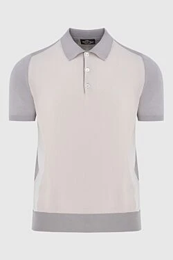 Cotton and silk polo beige for men