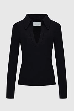 Polo with long sleeves black for women