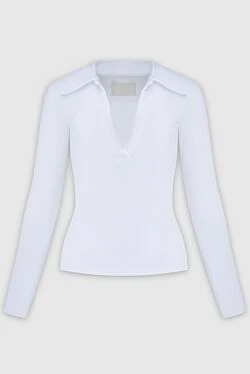 Polo with long sleeves white for women