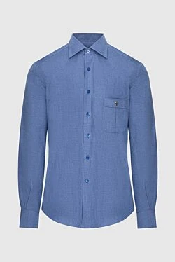 Сорочка чоловіча блакитна бавовняна з кишенею
