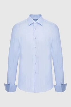 Сорочка чоловіча блакитна бавовняна з французькими манжетами