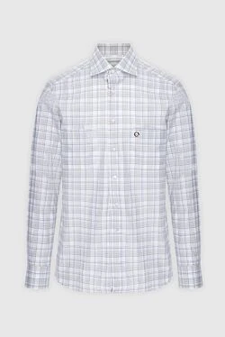 Сорочка чоловіча біла бавовняна в клітинку