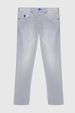 Men's gray jeans with blue logo