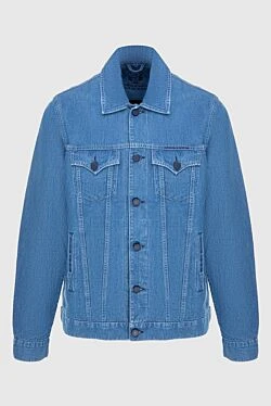 Denim jacket made of cotton and linen blue for men