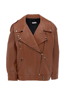 Куртка зі шкіри коричнева жіноча