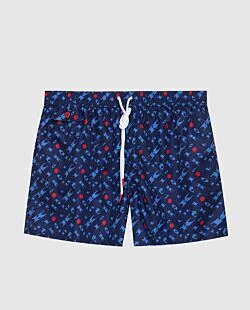 Blue polyester beach shorts for men