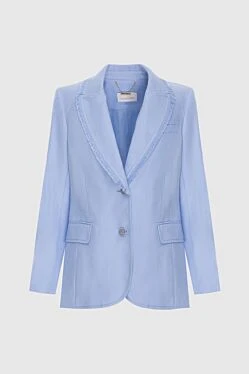 Women's blue jacket with fringe along the lapel