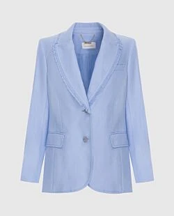 Women's blue jacket with fringe along the lapel