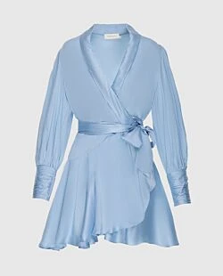 Blue silk dress for women