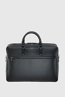 Black leather bag for men