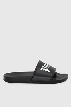 Sliders for women black with white logo