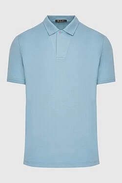 Blue cotton and silk polo for men