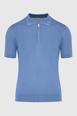 Blue silk polo for men