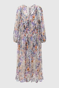 Women's dress purple with long sleeves and floral print