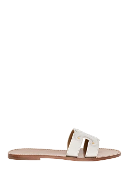 White leather flip-flops for women