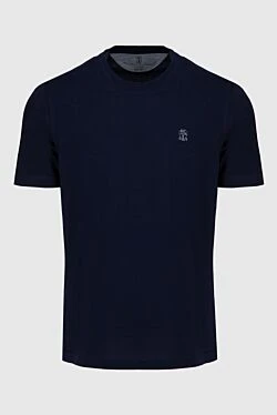 Men's blue cotton T-shirt with logo