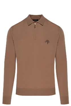 Поло мужское коричневое шерстяное с лого