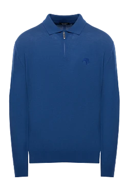 Поло чоловіче синє вовняне з вишитим логотипом