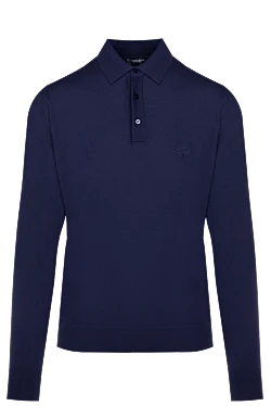 Шерстяное поло с длинным рукавом в насыщенном темно синем цвете